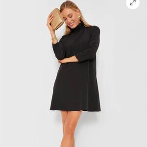 Daphne Black A-line Mock Neck Long Sleeve Dress